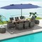 Outdoor 11 Piece Dining Set with Double-Sided 15 Feet Umbrella and Cushions